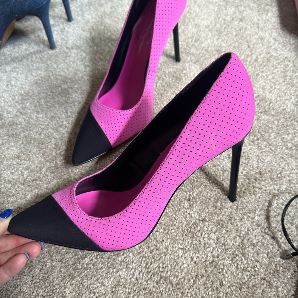 Jessica Simpson Pink and Black Heels
